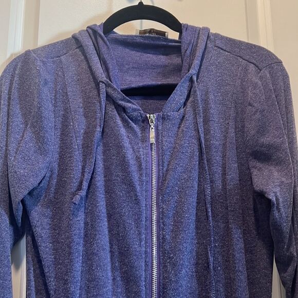 NWOT Miusey Small Purple Zip Up Hoodie Extra Long with Long Sleeves pockets thin - Picture 2 of 8